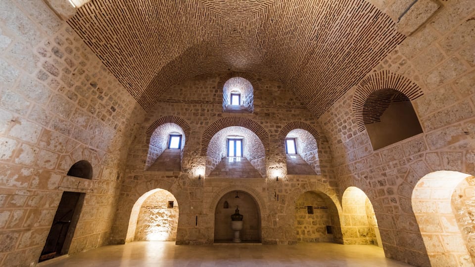 Mor Gabriel Monastery interior view. Midyat, Mardin, Turkey. Mor Gabriel Monastery is the oldest surviving Syriac Orthodox monastery in the world.