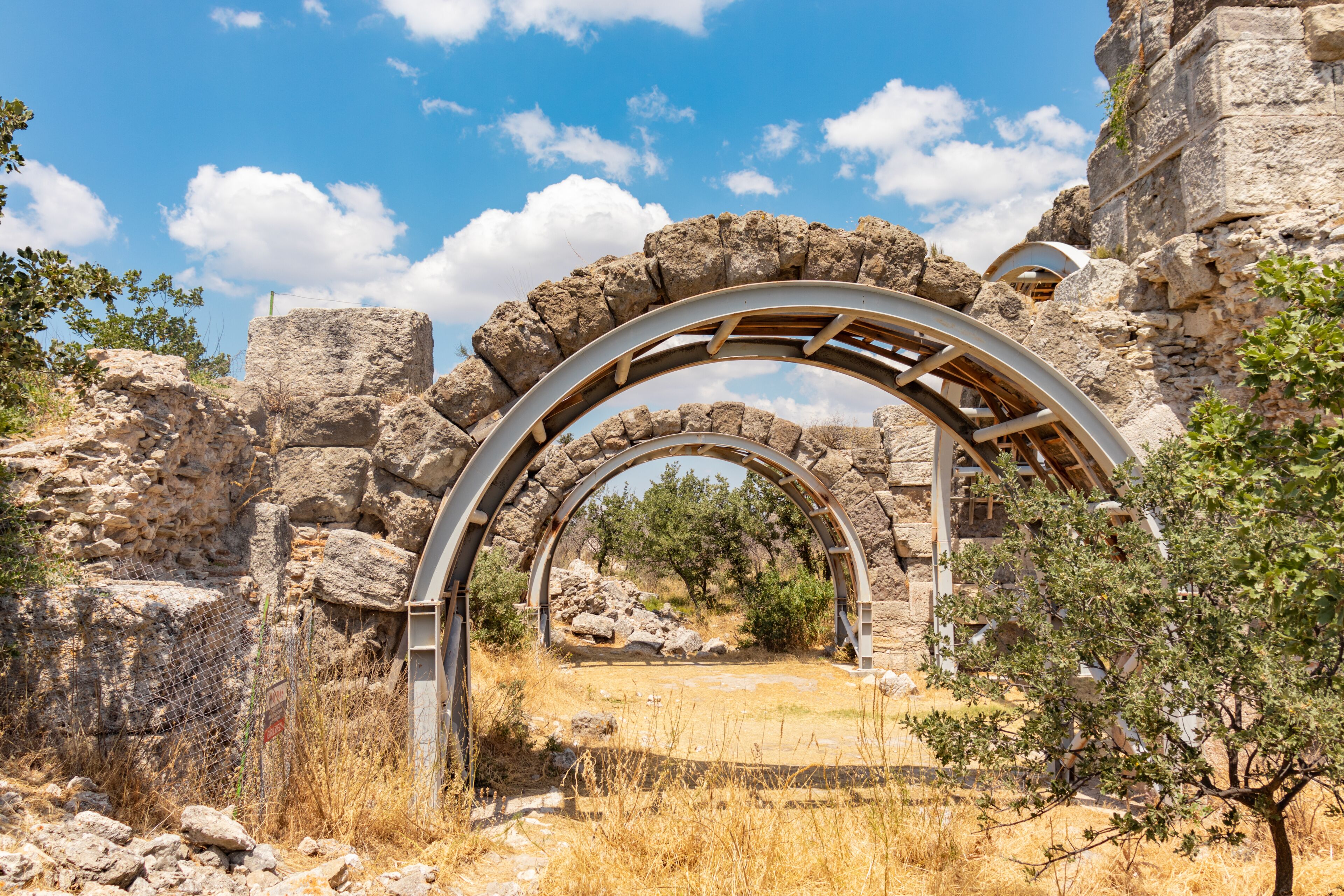 Ancient city view and ruins of Alexandria Troas in Çanakkale province of Turkey