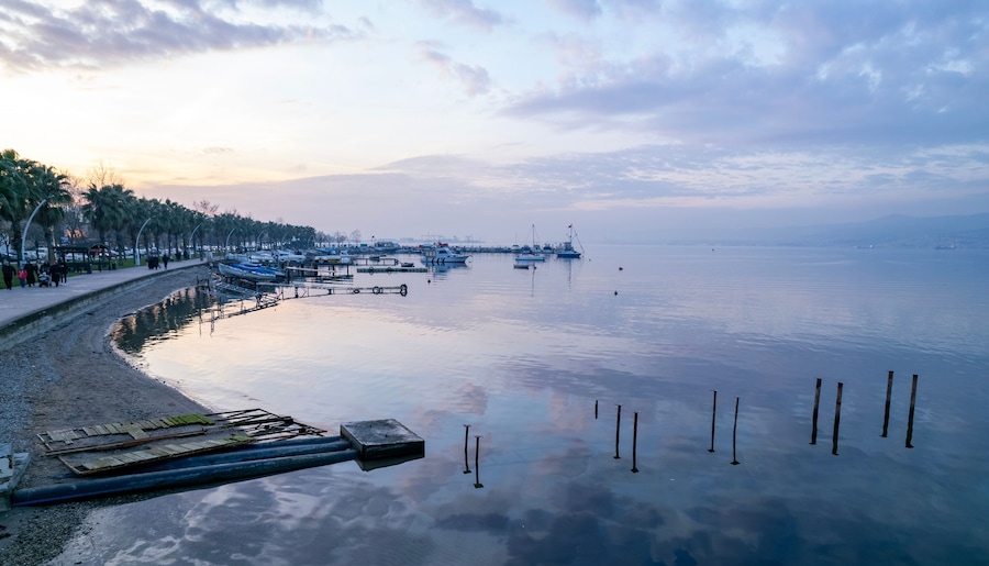 Basiskele, Kocaeli, Turkey. Basiskele is a town and district located in the province of Kocaeli. Aerial shot with drone.