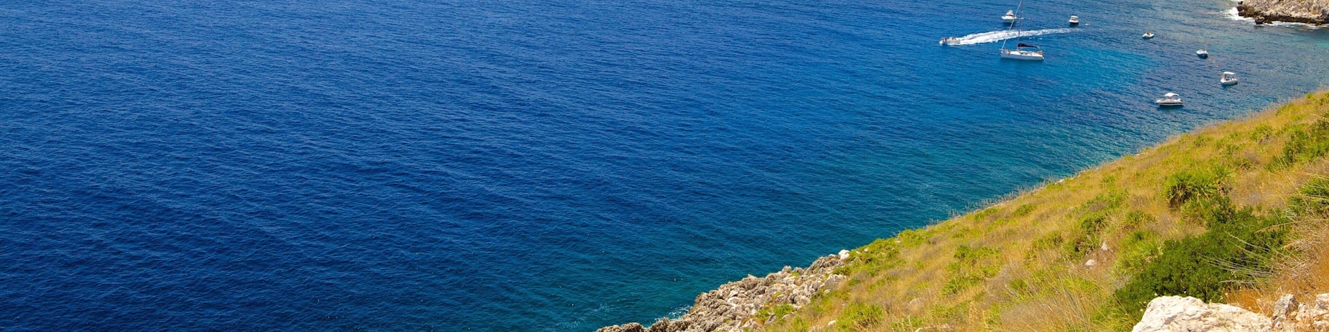 Zingaro Beach featuring rugged coastline, landscape views and general coastal views