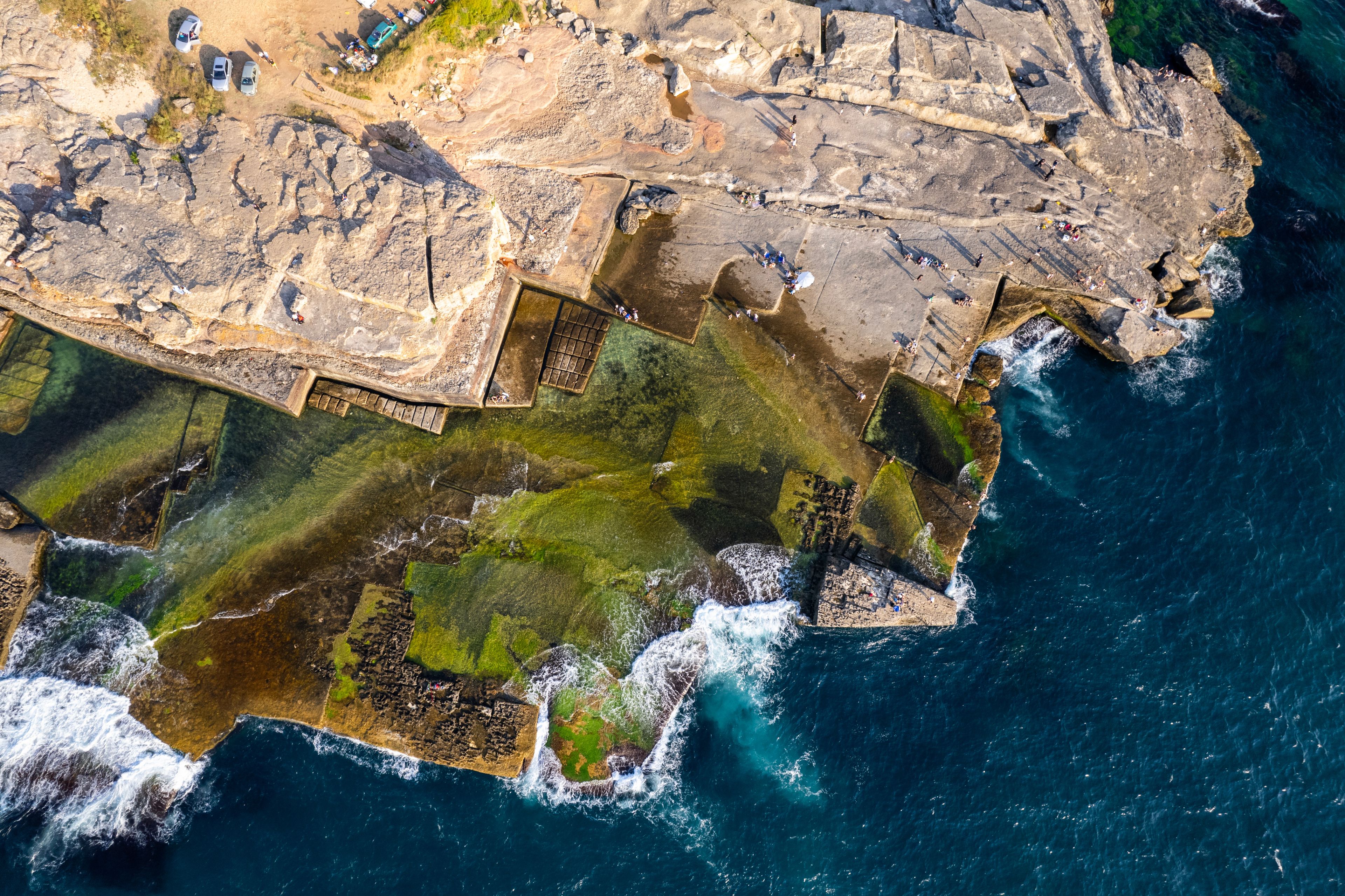 Kefken Pink Rocks (Pembe Kayalar). Famous rocks in Kandira, Kocaeli, Turkey. Pink Rocks aerial view. Drone shot.