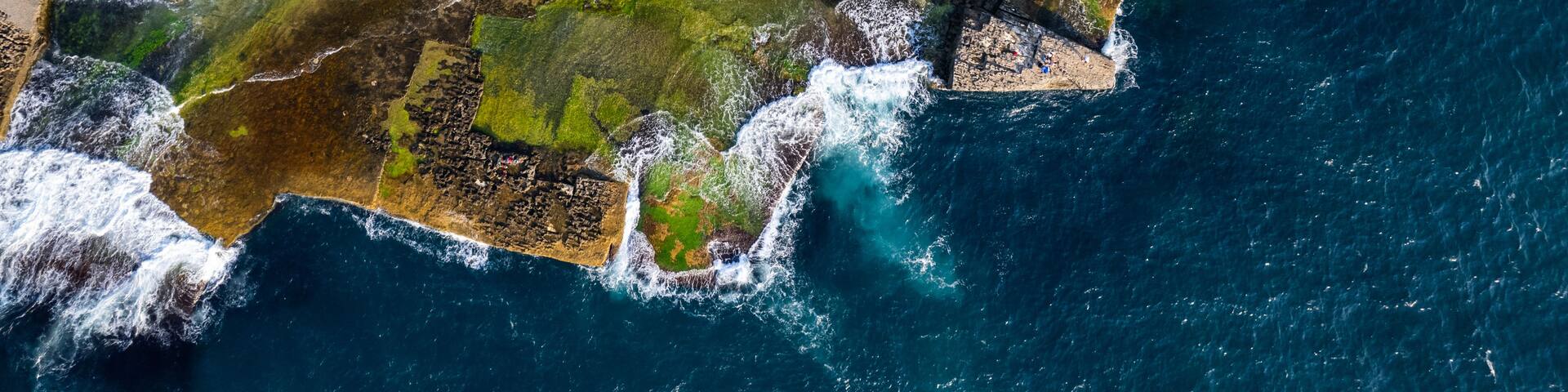 Kefken Pink Rocks (Pembe Kayalar). Famous rocks in Kandira, Kocaeli, Turkey. Pink Rocks aerial view. Drone shot.