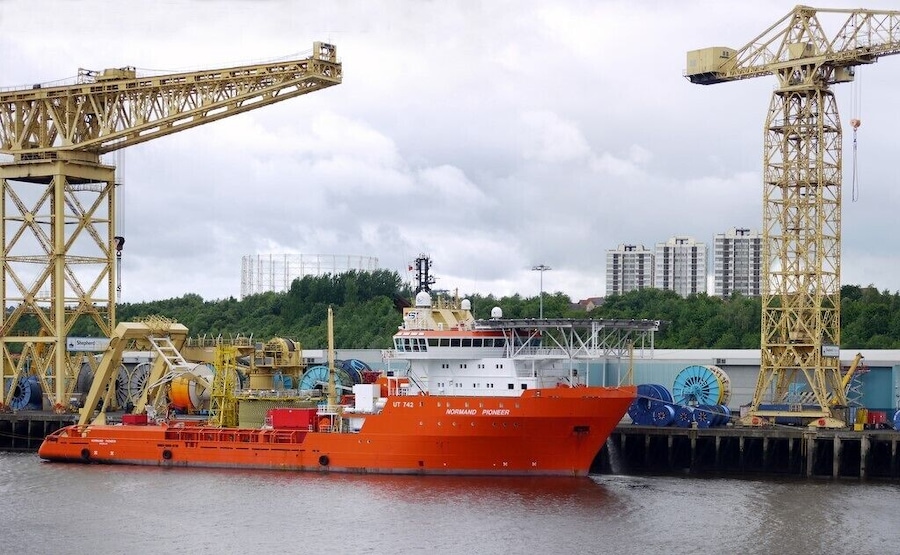 A multifunctional offshore vessel capable of trenching, flexible pipe-laying, towing and anchor handling. It is tied up at Shepherd Offshore's wharf, off Nelson Road in Walker.