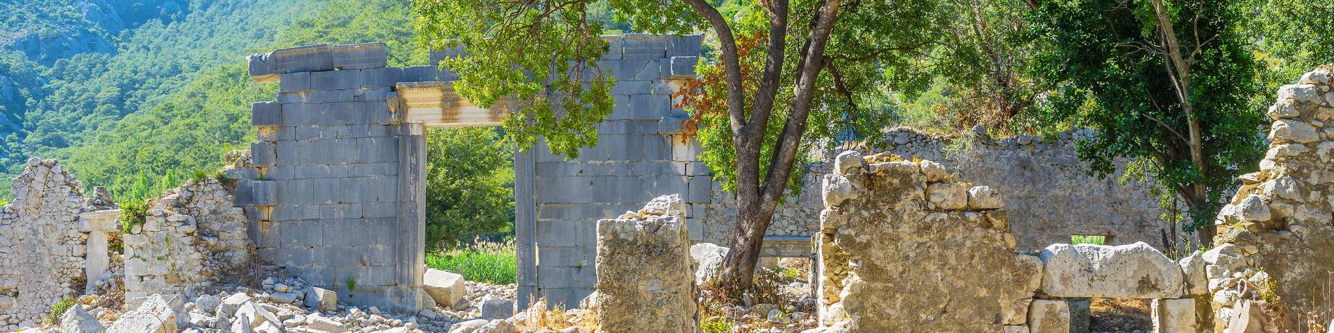 Panorama of the ruins of Olympos, Turkey