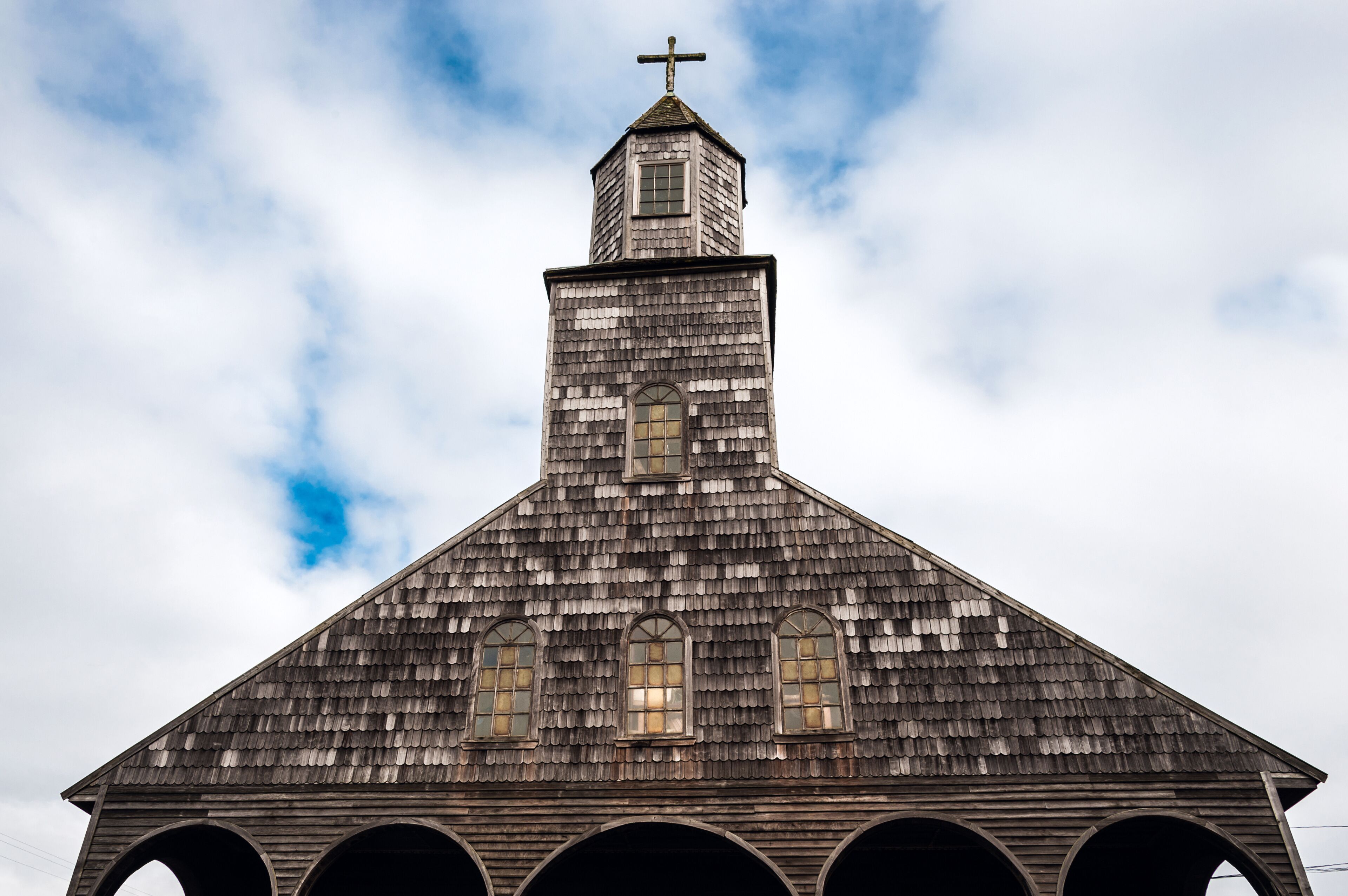 Famous timber church on Chiloe island is a distinctive examples of Chilote architecture (Unesco world heritage), Chile