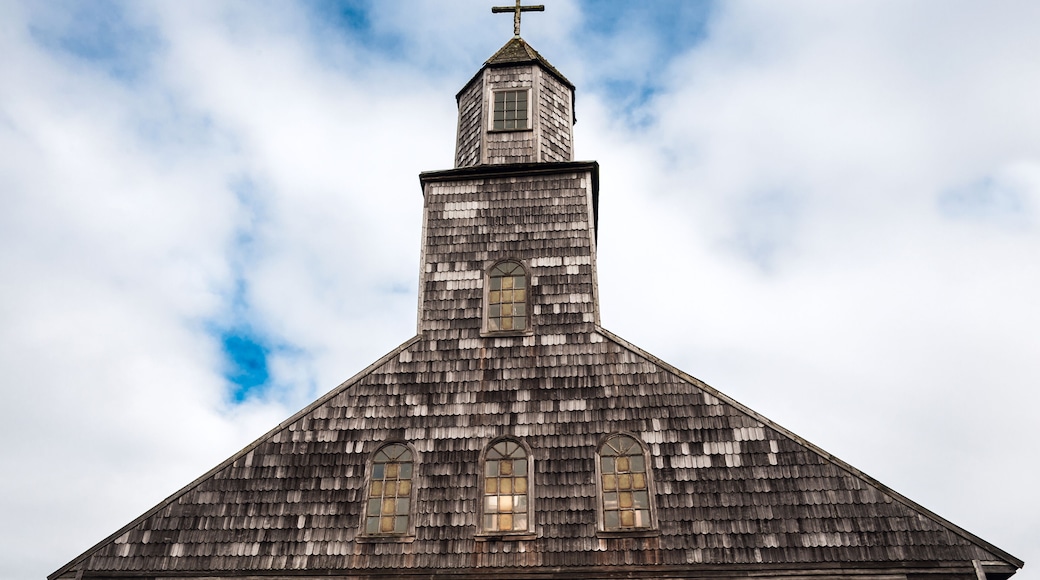 Famous timber church on Chiloe island is a distinctive examples of Chilote architecture (Unesco world heritage), Chile