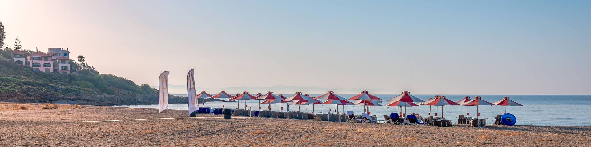 Sunrise in Mavrovouni coast, the largest and most beautiful beach in East Mani, Peloponnese, Greece. Its length is about 5 km and it has a wonderful sandy beach (coarse sand).
