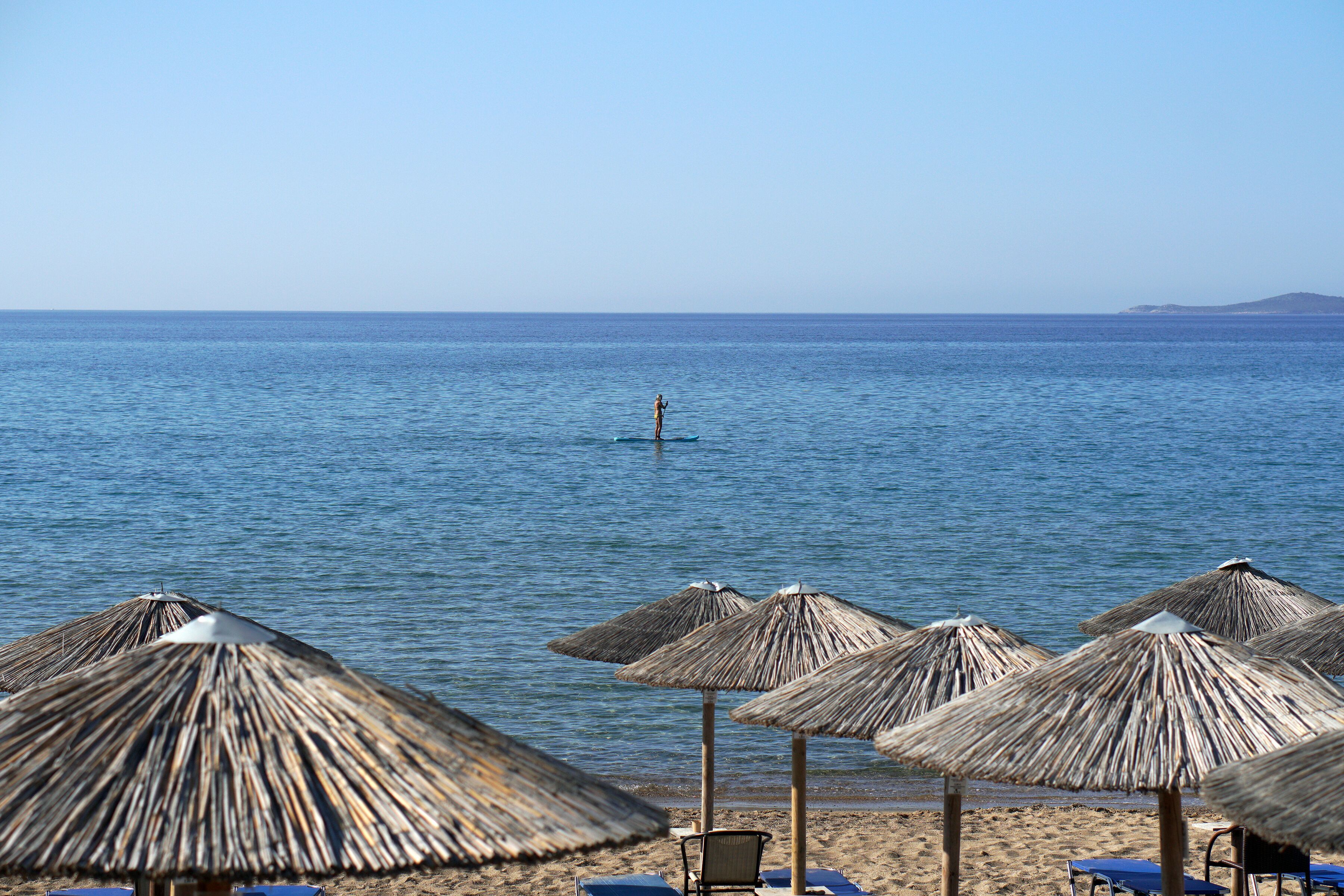 typical Greek beach in the Peloponnese called Mavrovouni near Methoni