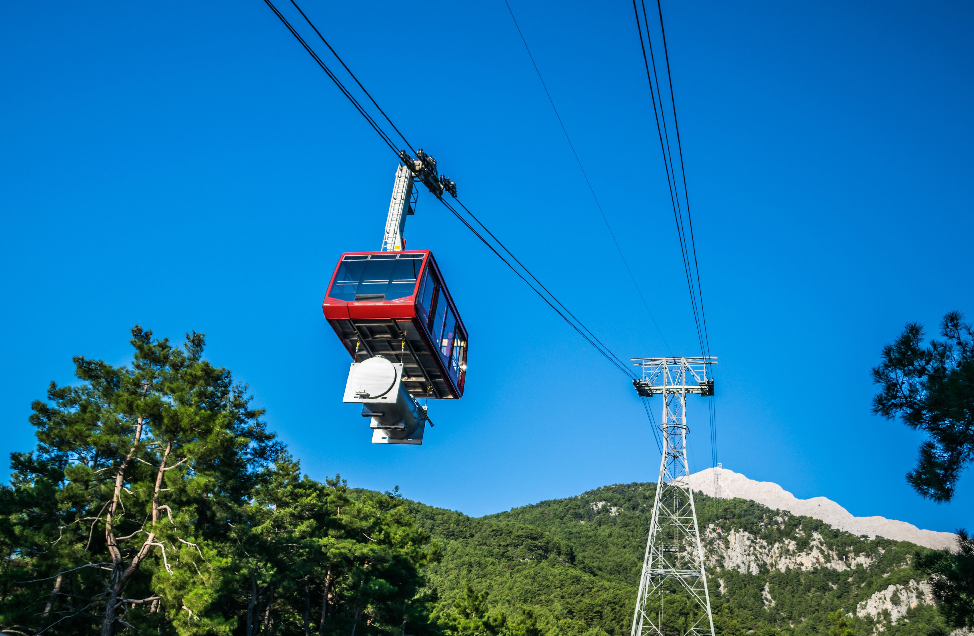 Cable car on ropeway leading to Tahtali mountain, Turkey, kemer