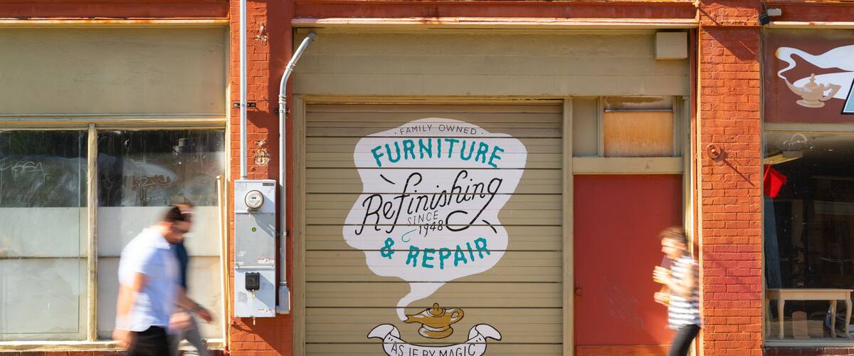 Alberta Street featuring signage