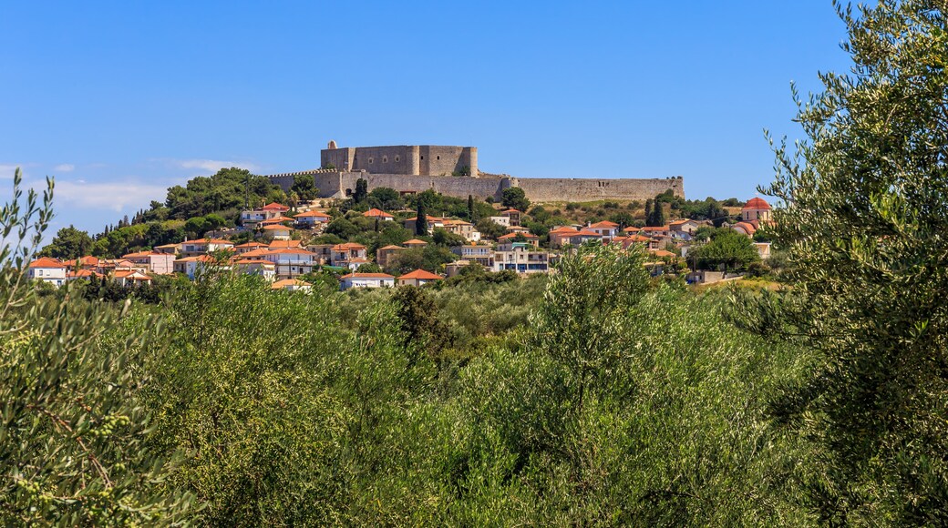 distant view on Chlemoutsi fortress and village, Peloponnese