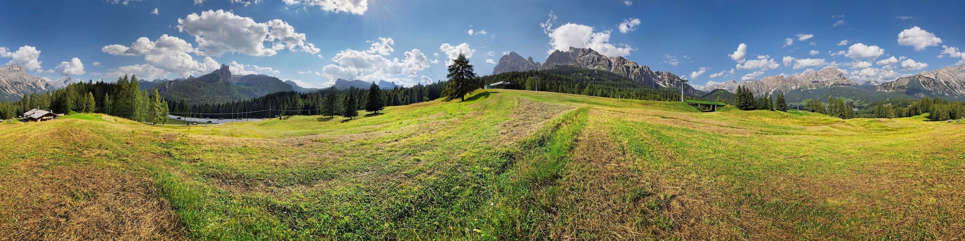 360 panoramic view of Pocol near Cortina d'Ampezzo, Dolomites, Italy, Europe