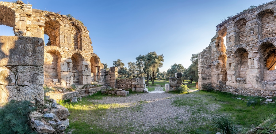 The Nysa Ancient City view in Sultanhisar Town of Turkey