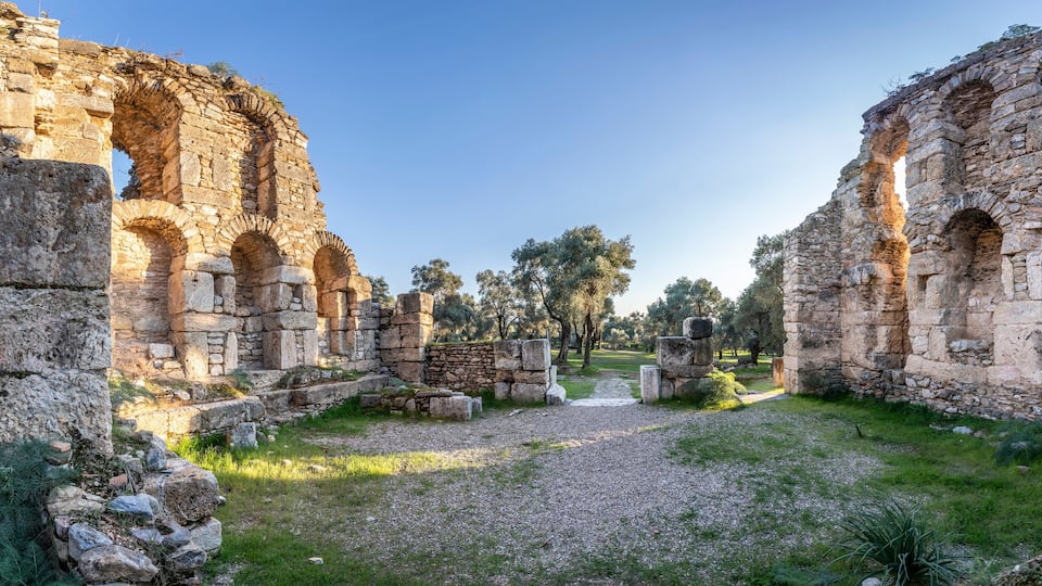 The Nysa Ancient City view in Sultanhisar Town of Turkey