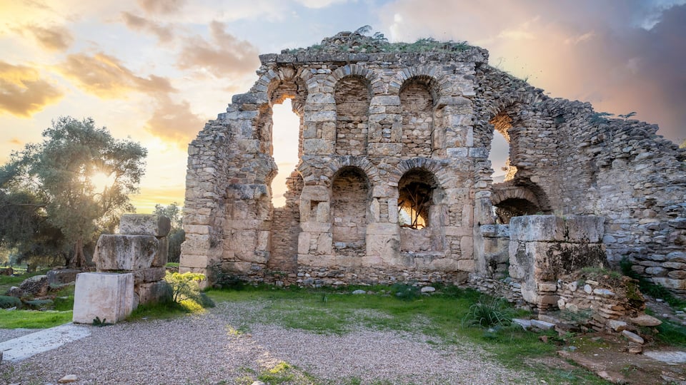 The Nysa Ancient City view in Sultanhisar Town of Turkey