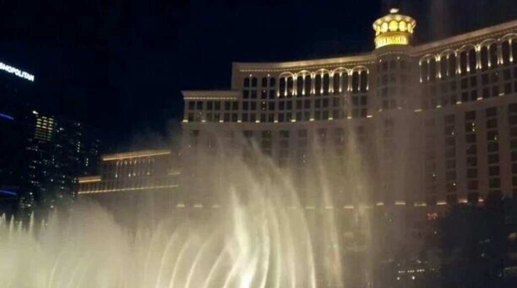The beautiful Bellagio fountains . Inside is a Chihully exhibit.
