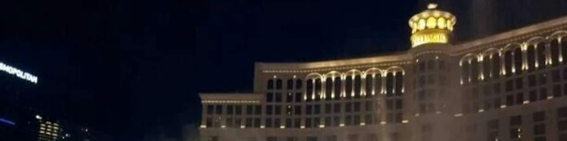 The beautiful Bellagio fountains . Inside is a Chihully exhibit.