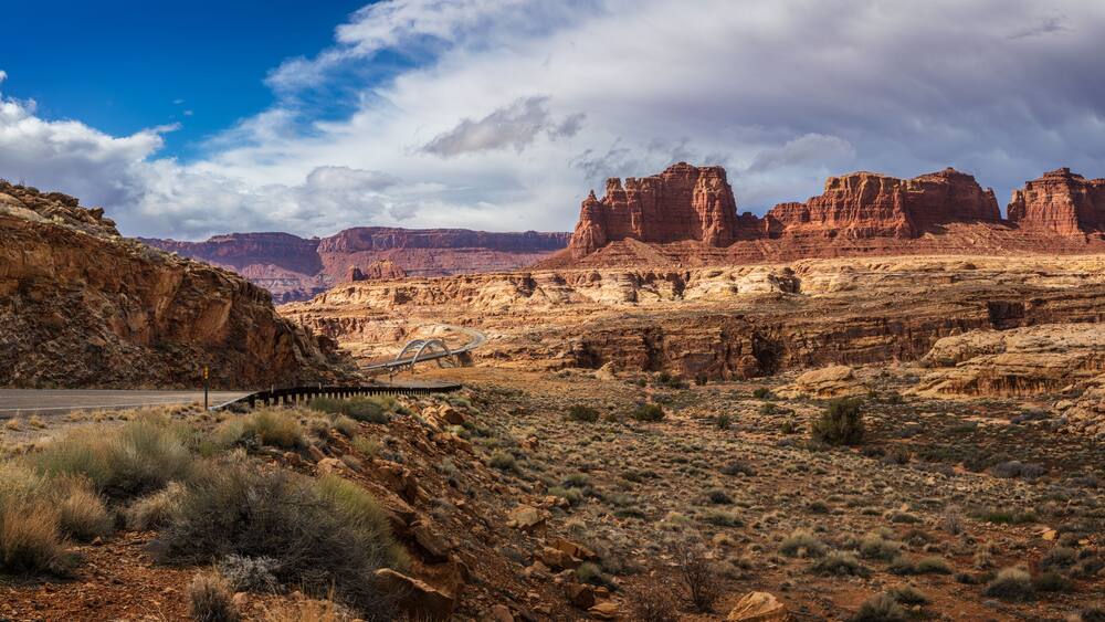 The Hite Crossing Bridge is an arch bridge that carries Utah State Route 95 across the Colorado River northwest of Blanding, Utah, United States