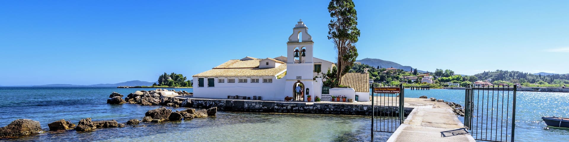 Famous Vlacherna monastery near Kanoni. Corfu, Greece.; Shutterstock ID 559211128