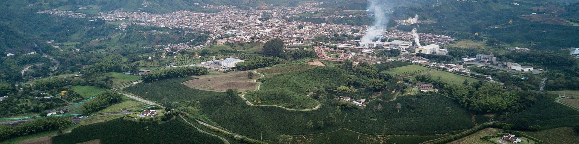 Paisaje Caldense, Chinchina Caldas Colombia, vista aerea del município
