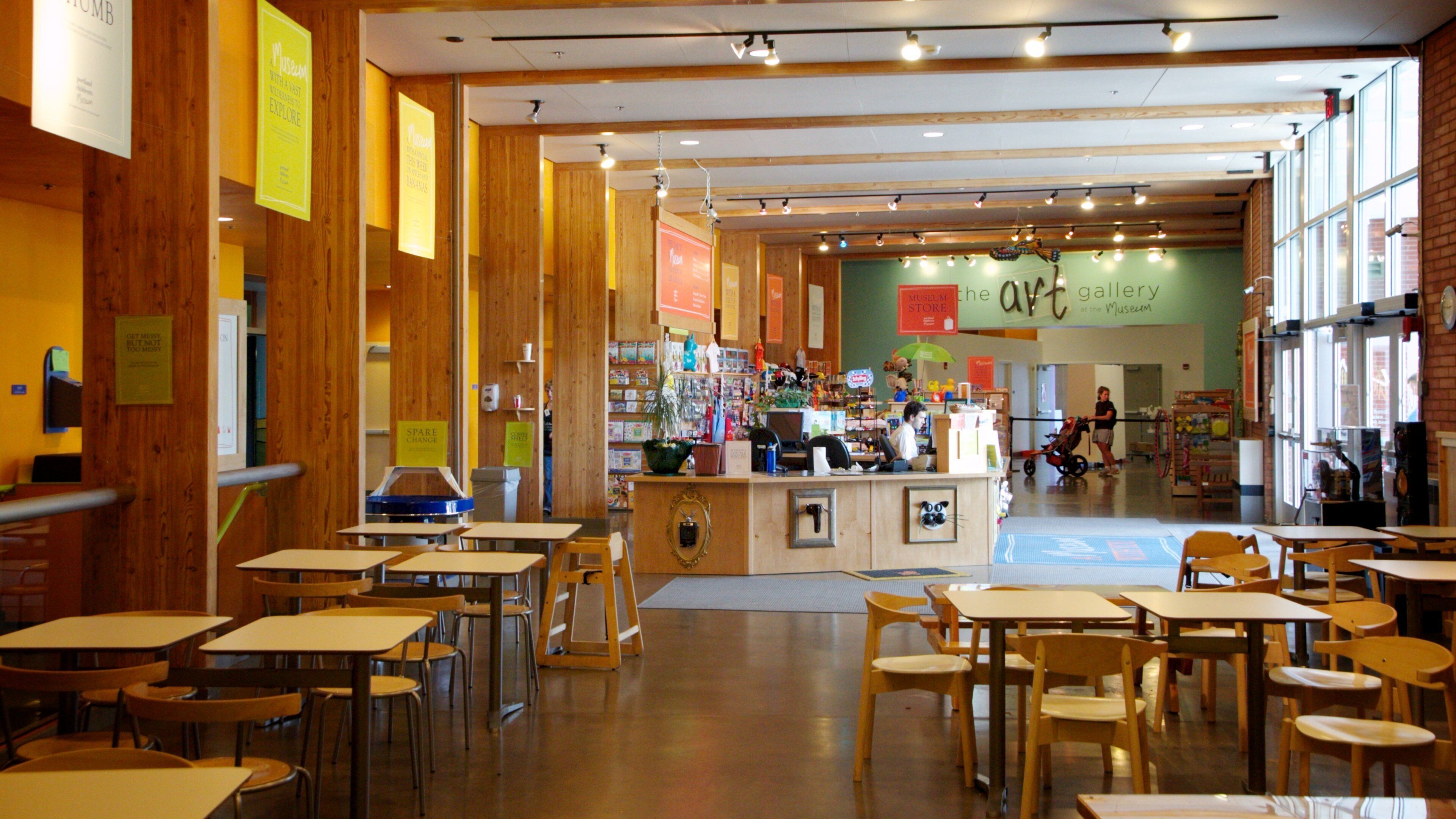Portland Children\'s Museum showing cafe scenes and interior views