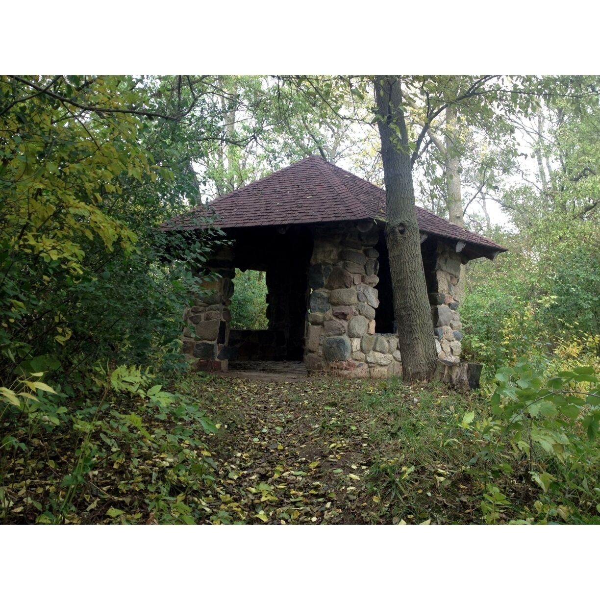 An archaic stone lookout point that rests upon the Stubb Severson hiking trail.
