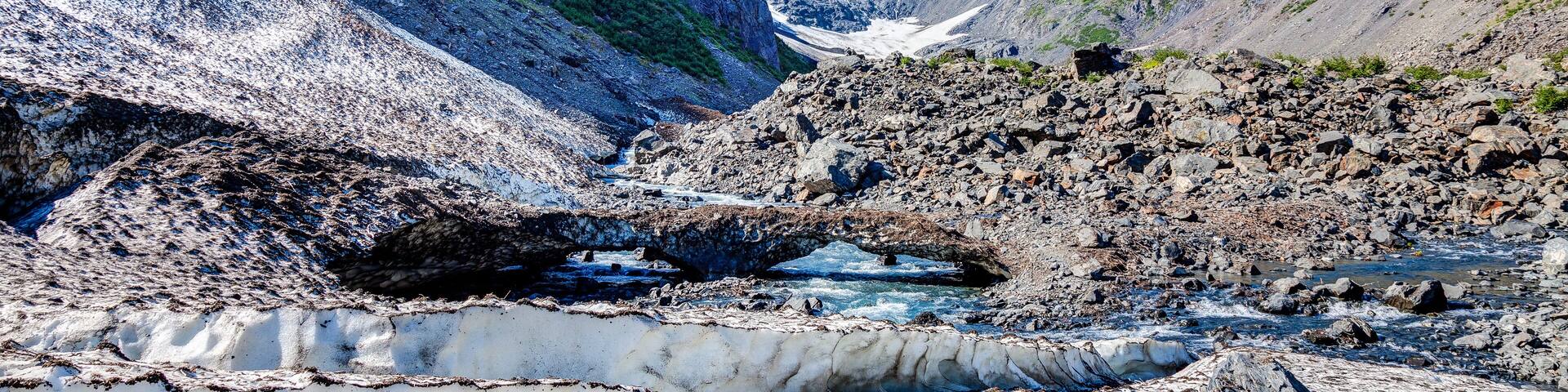 Byron Glacier- near Portage Glacier- Portage Alaska. A pretty trail leads from the Portage Glacier area to the Byron Glacier, where one can walk on to it.