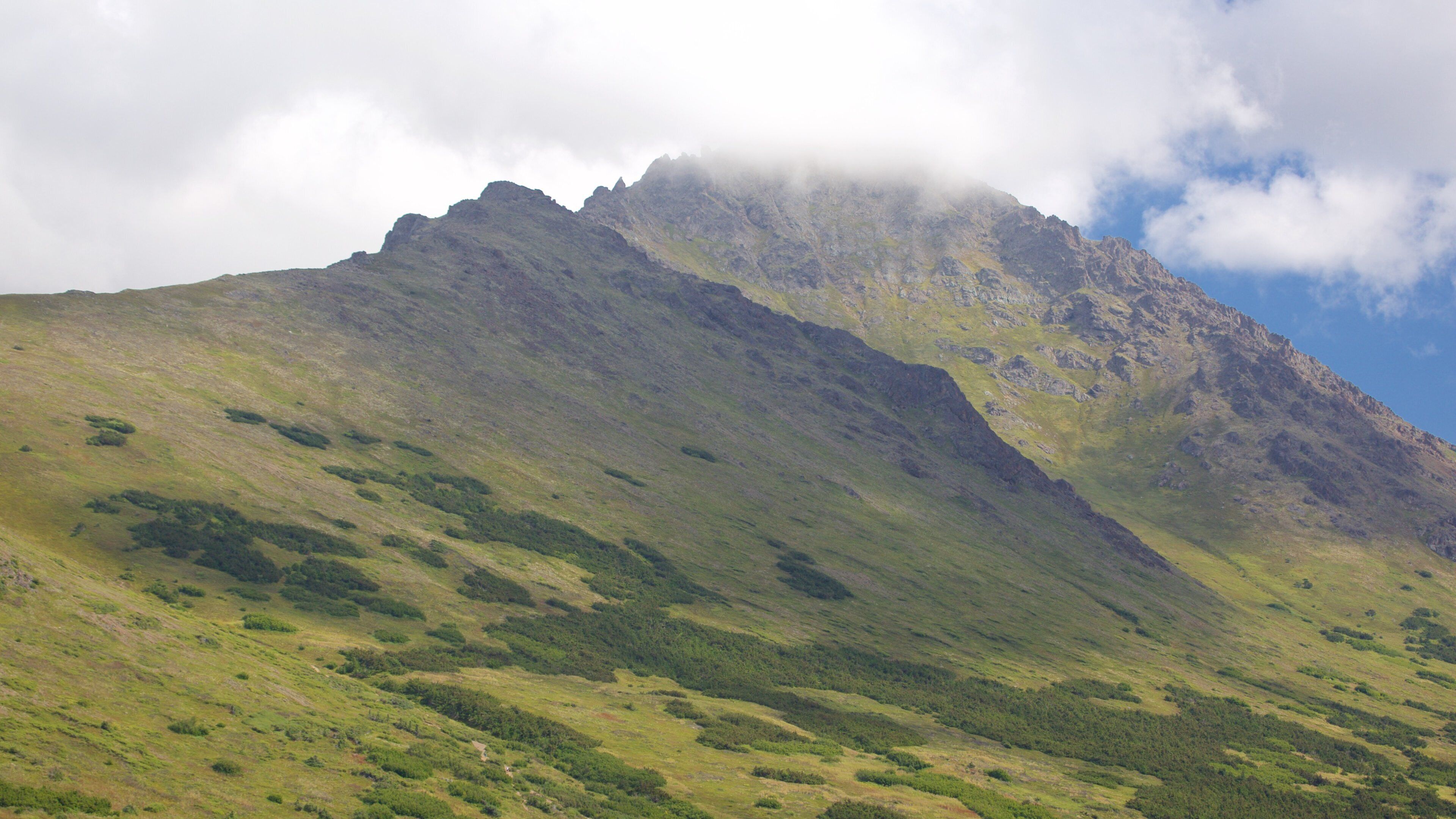 Flattop fottursti som viser fjell