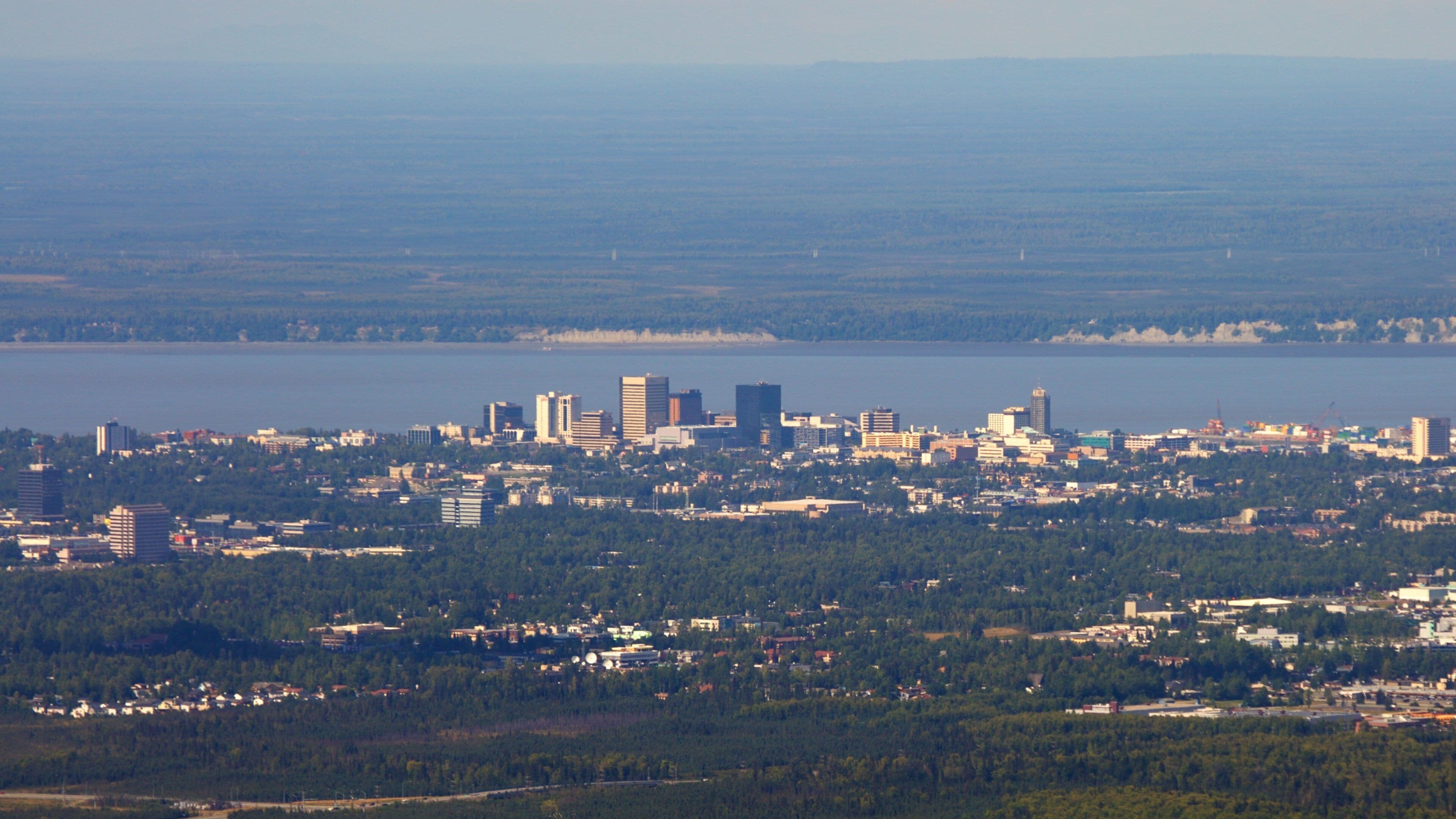 Flattop Trail showing a city