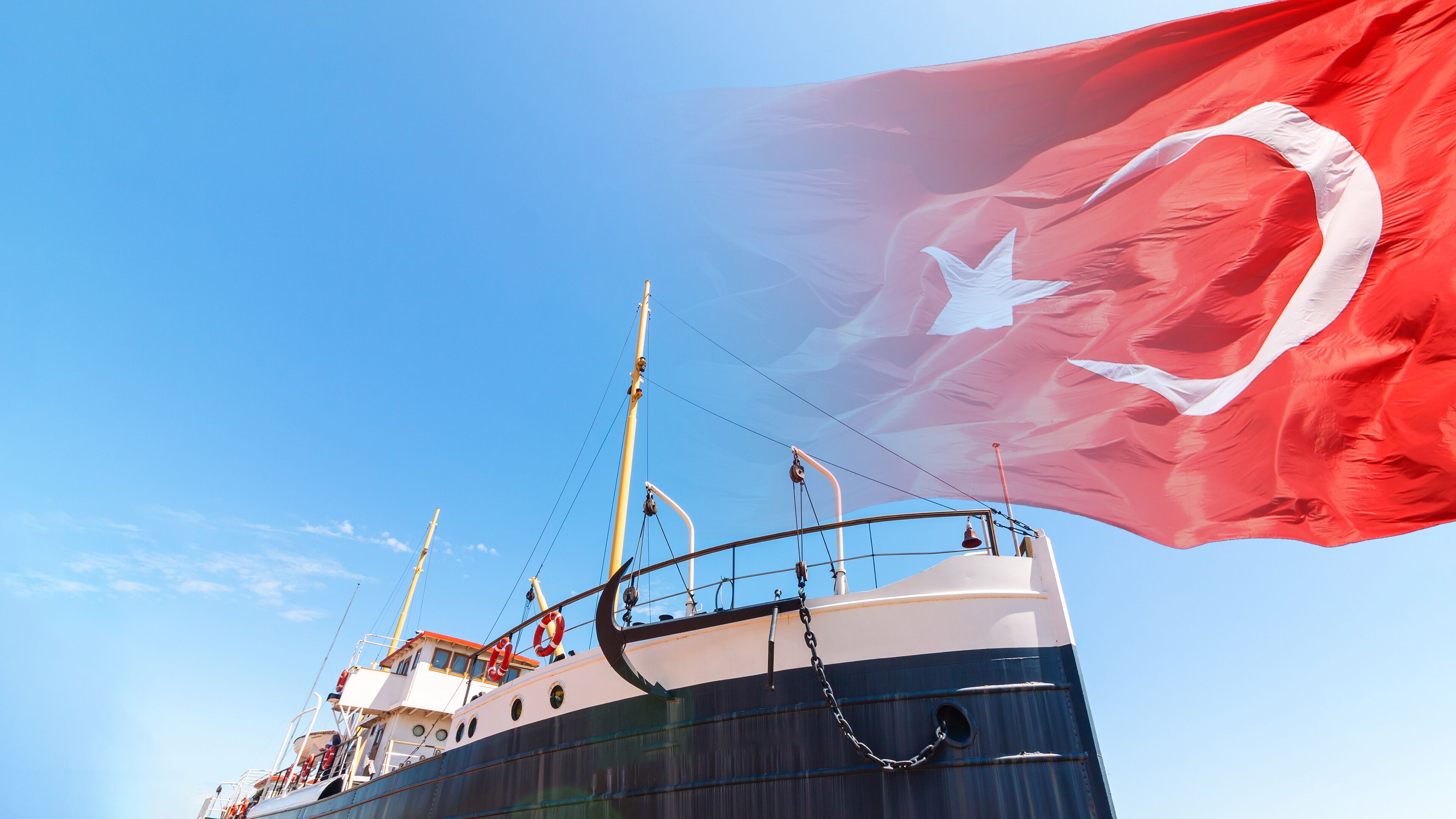 may 19 commemoration of Ataturk concept photo. Turkish Flag and Bandirma Ship