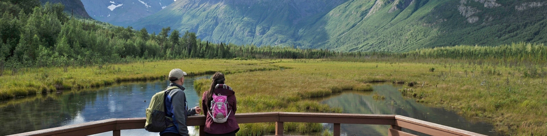 Eagle River Nature Center showing forest scenes, mountains and views