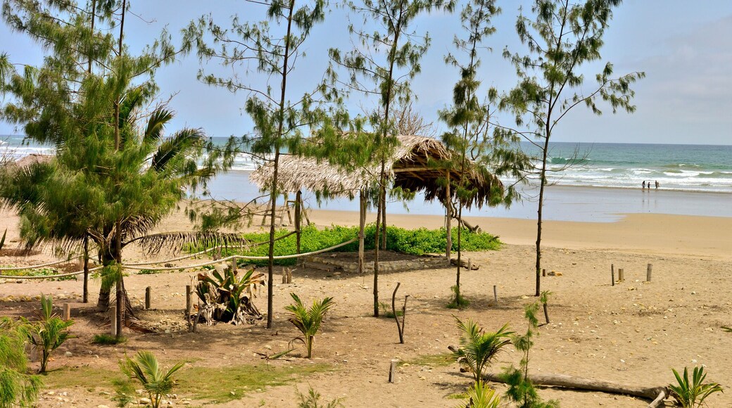 Panoramic view of the quiet beach of Ayampe, Ecuador