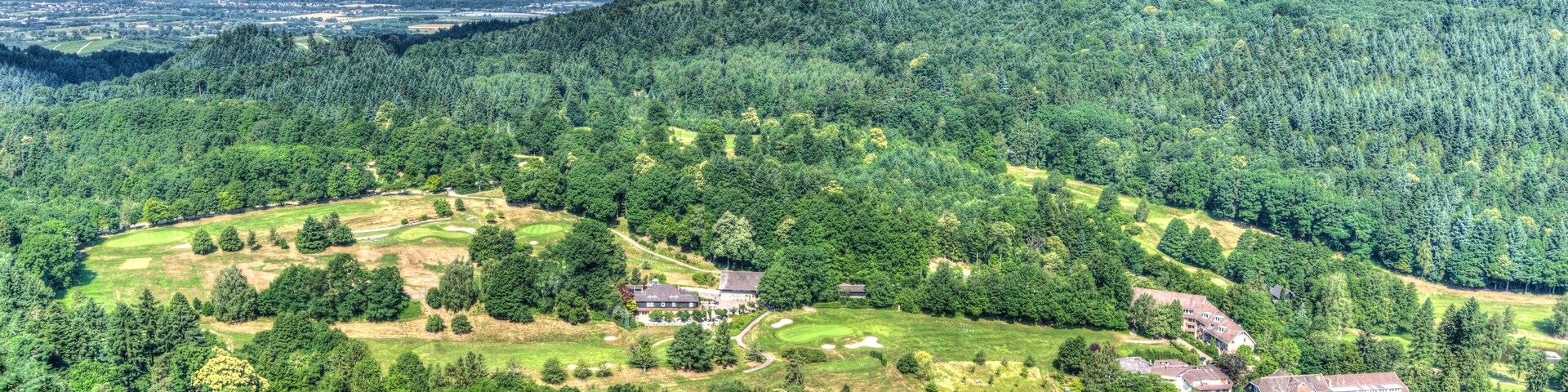 Black Forest in Germany view of the Golf Club, Fremersberg, and Rhine Valley