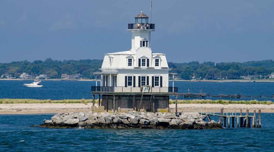 Long Beach Bar Light is a lighthouse off Orient, New York. It was originally a screwpile lighthouse that was later converted to concrete caisson foundation.
