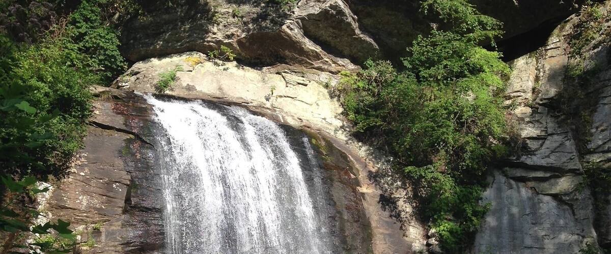 A cool summer plunge in the swimming hole beneath Looking Glass Falls in Brevard, NC.