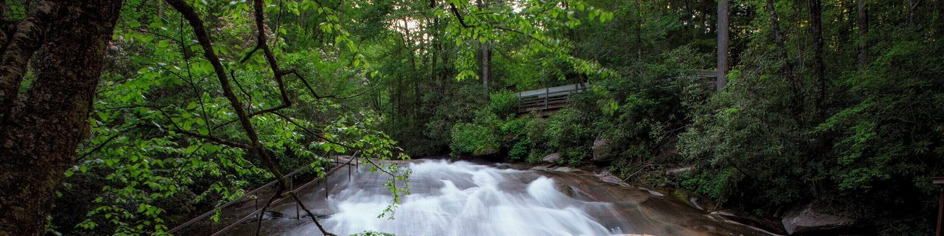 This is such a cool place. It is a swimming hole. you can slide down the entire waterfall and swim in the pool at the bottom. on the left is the path to get back to the top.