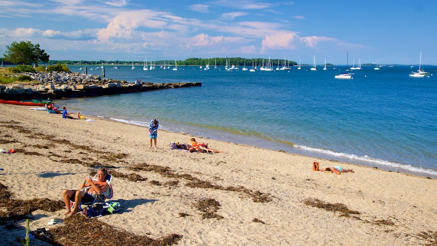 East End Beach showing a bay or harbour, a sandy beach and general coastal views