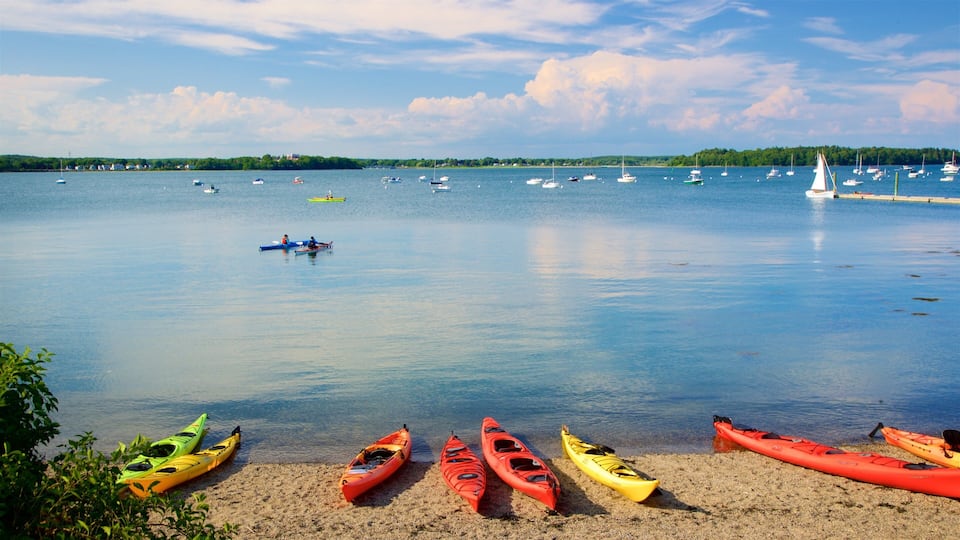 Eastern Promenade which includes general coastal views and a sandy beach
