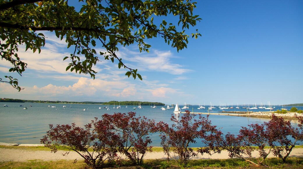 Eastern Promenade showing general coastal views and a bay or harbor