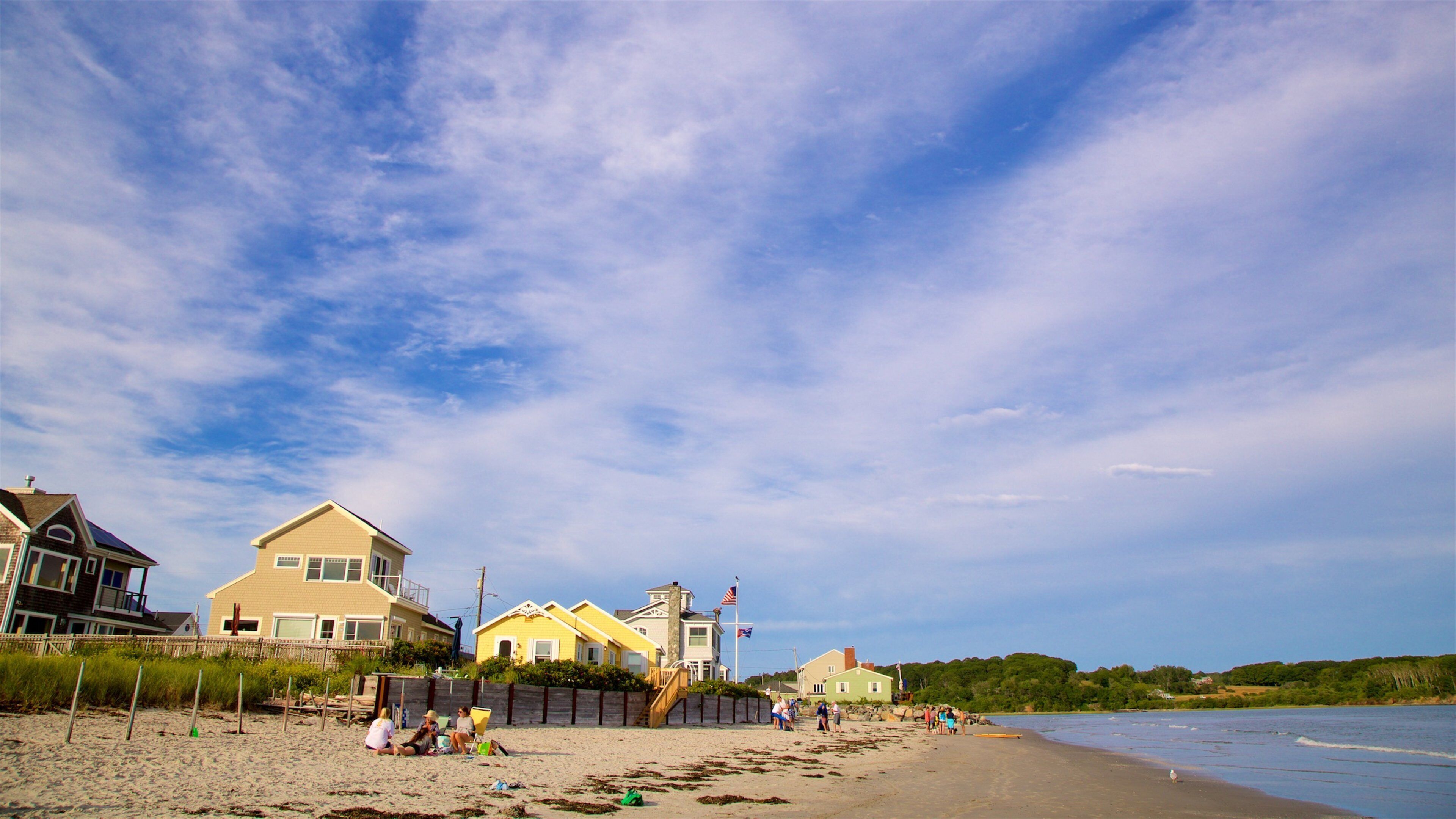 Higgins Beach featuring a coastal town, a beach and general coastal views