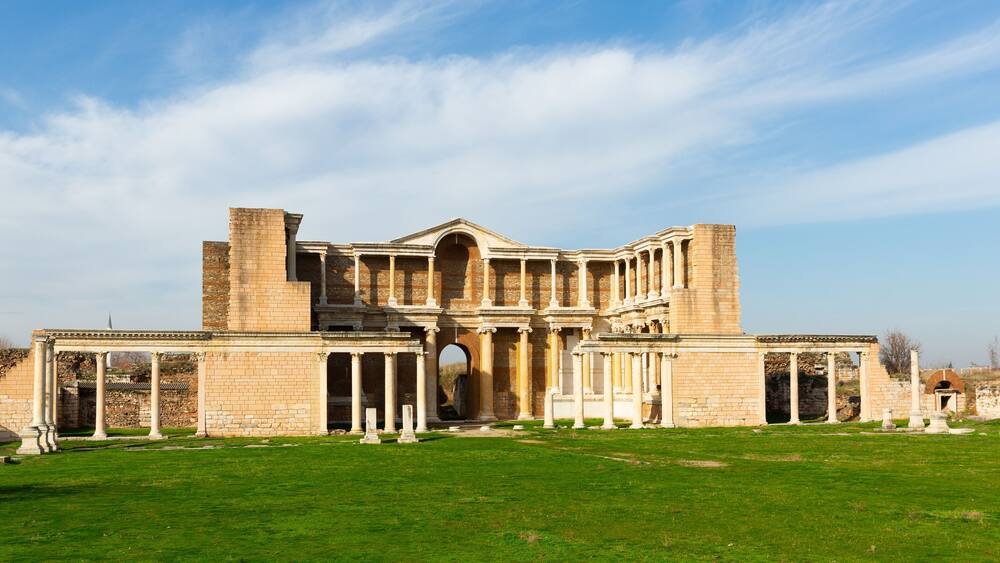 Sardis antic city ruins with gymnasium in Salihli, Manisa province, Turkey
