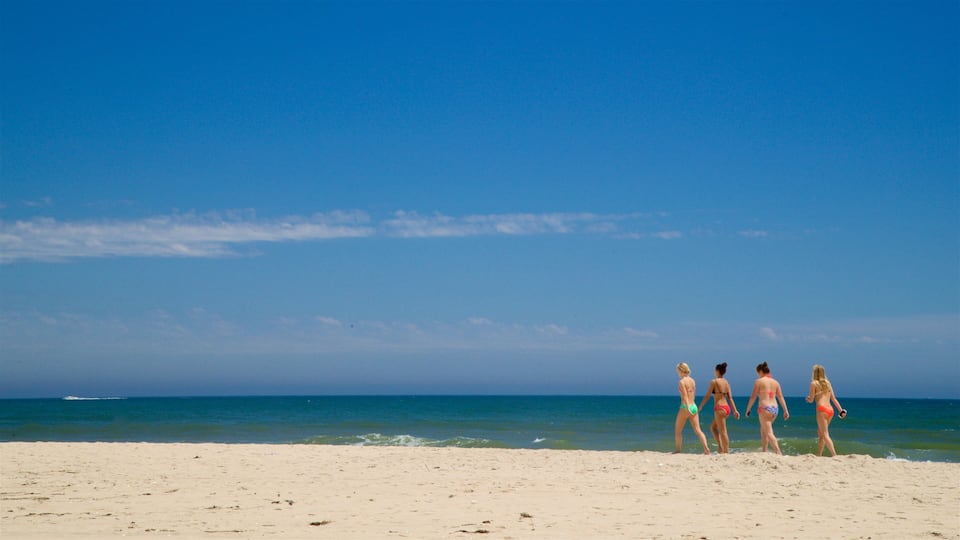 A beach with a clear sky and calm sea.