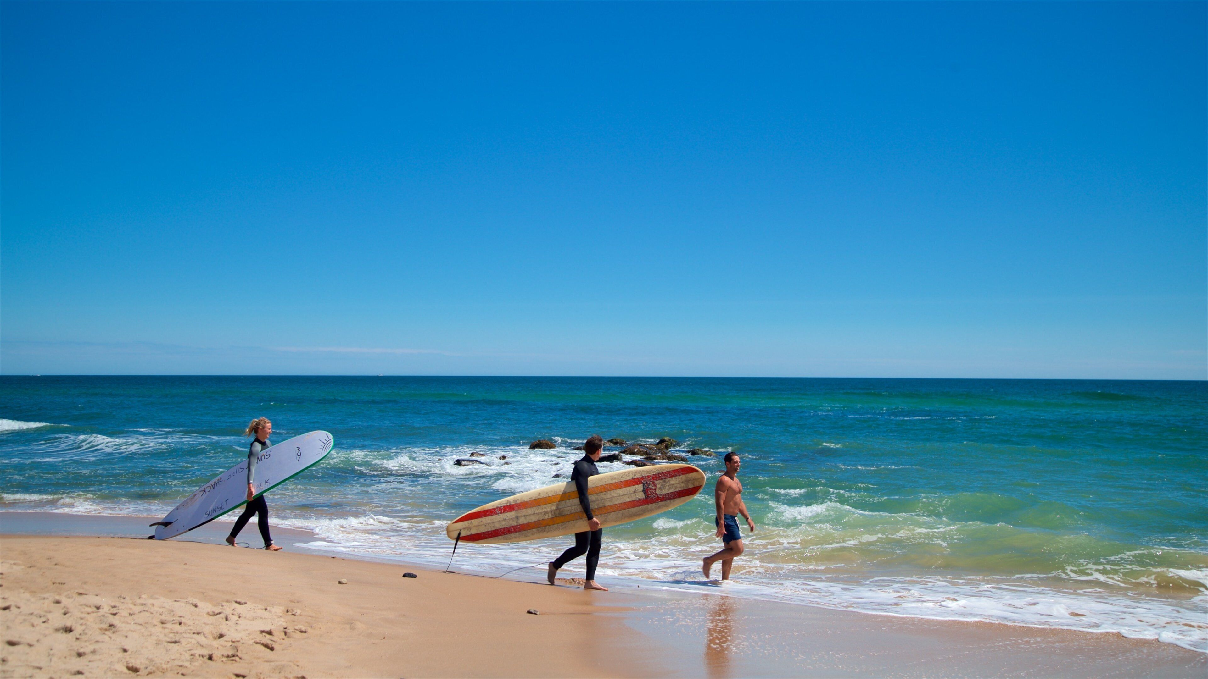 Ditch Plains Beach featuring general coastal views, a beach and surfing