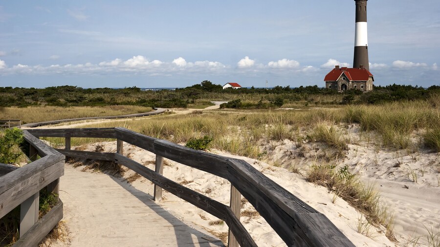 Path to the famous Fire Island Lighthouse located on Fire Island National Seashore, Long Island, New York