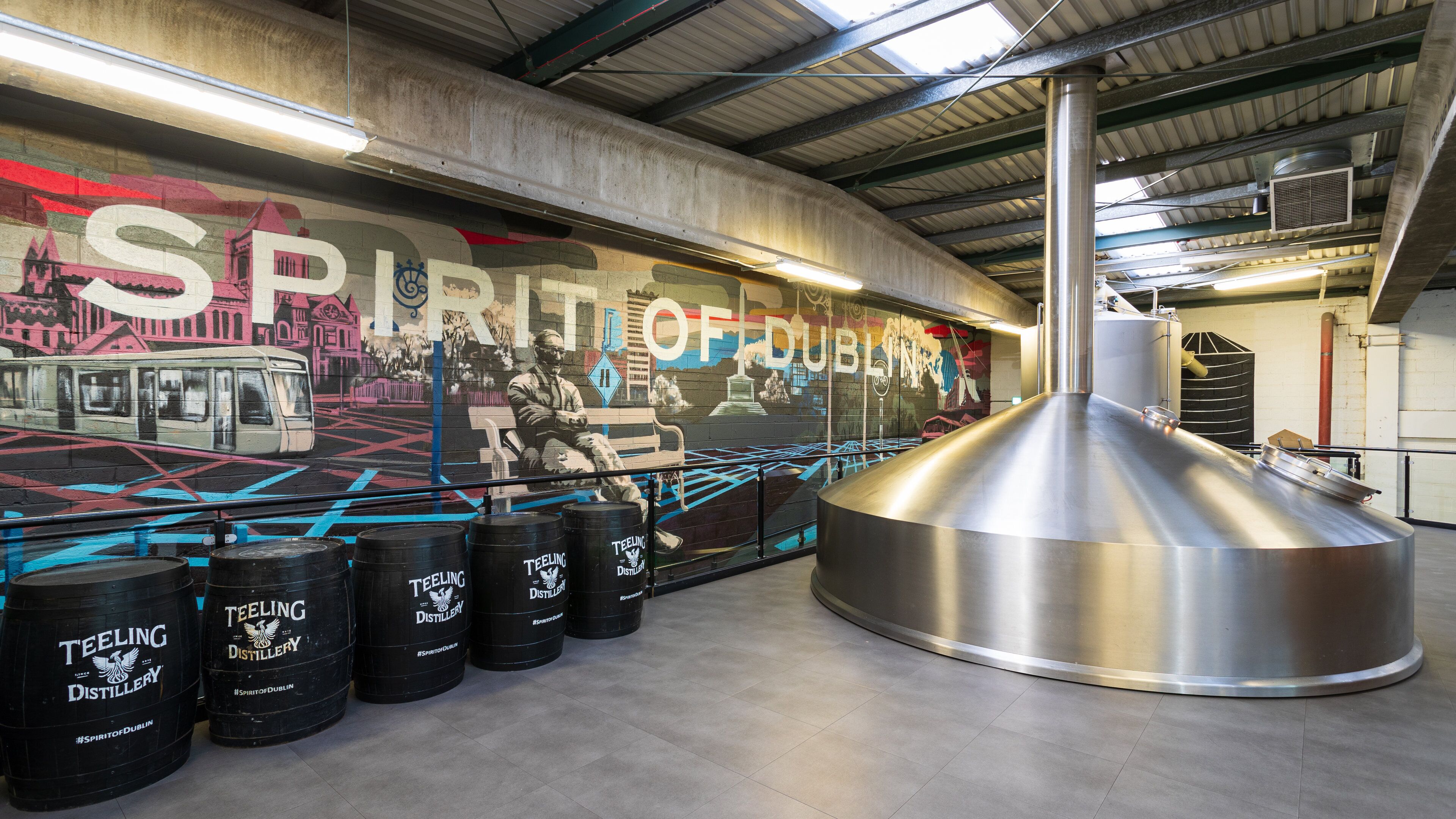 Teeling Whiskey Distillery which includes signage and interior views