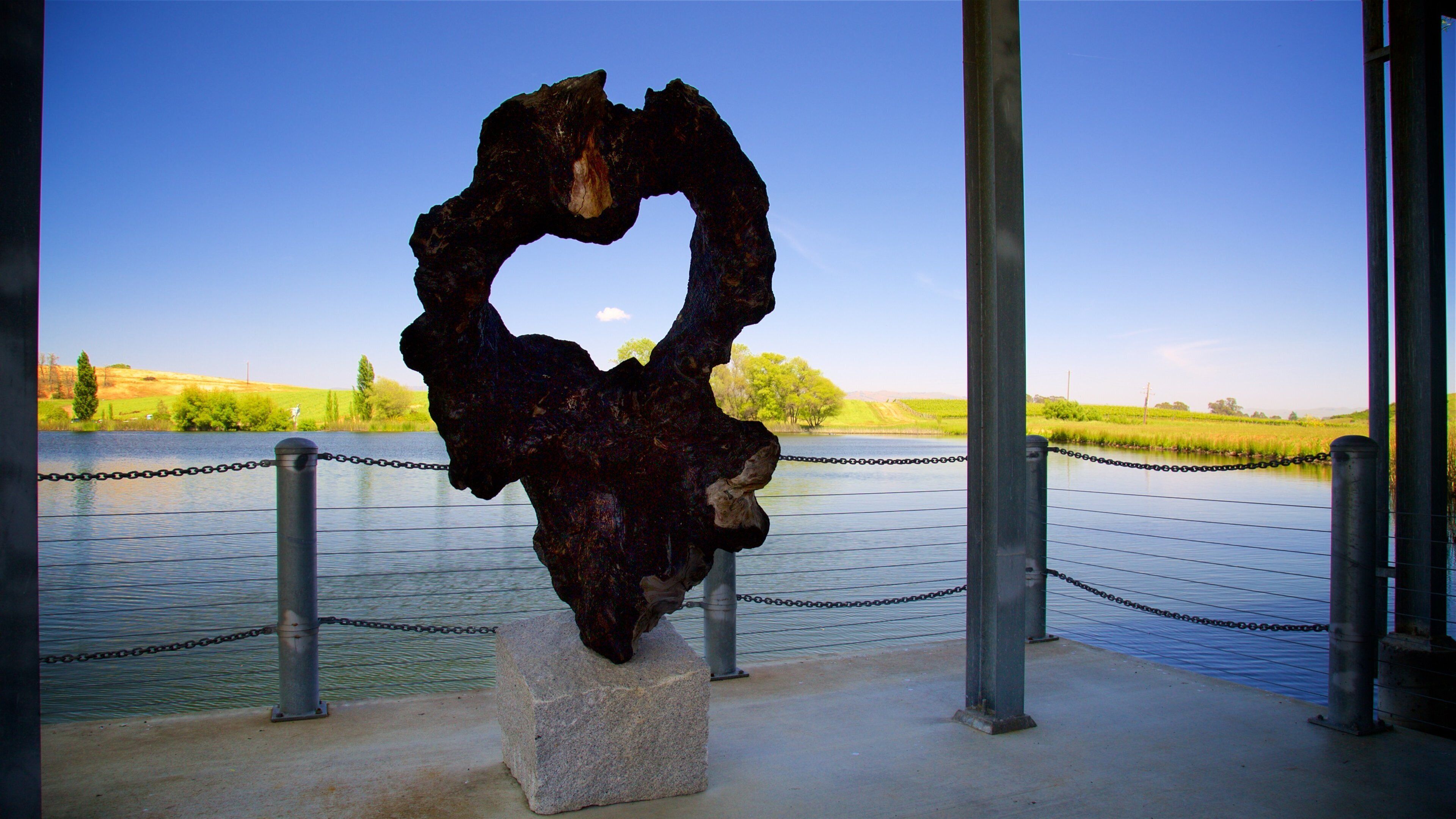 Centro de exposiciones Di Rosa mostrando vistas de interior, un lago o laguna y arte