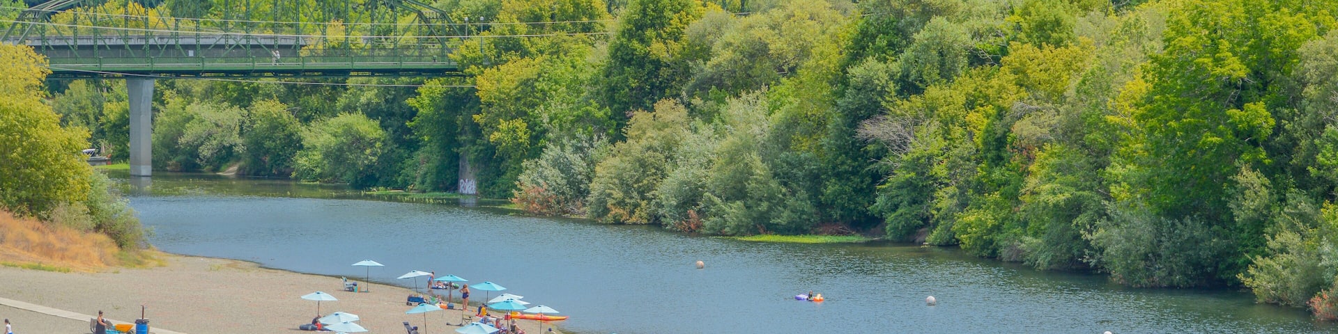 Beautiful Russian River flowing in Guerneville, Sonoma County, California