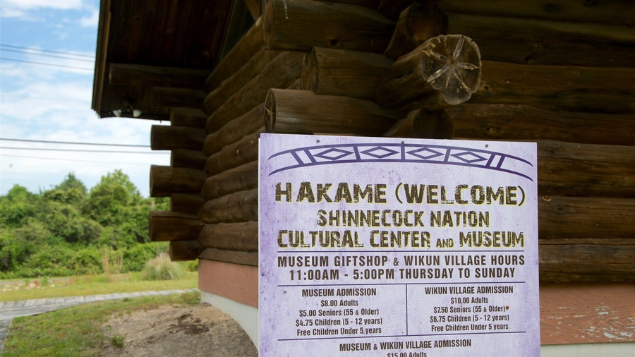 Shinnecock Nation Cultural Center and Museum showing heritage elements and signage