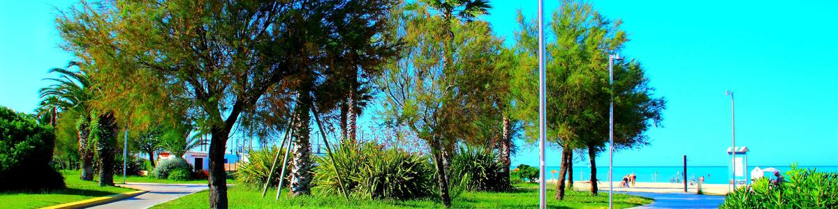 CIVITANOVA MARCHE, ITALY - JUNE 26, 2023: Promenade in Civitanova Marche. Civitanova Marche borders the municipalities: Montecosaro, Porto Sant'Elpidio, Potenza Picena and Sant'Elpidio a Mare