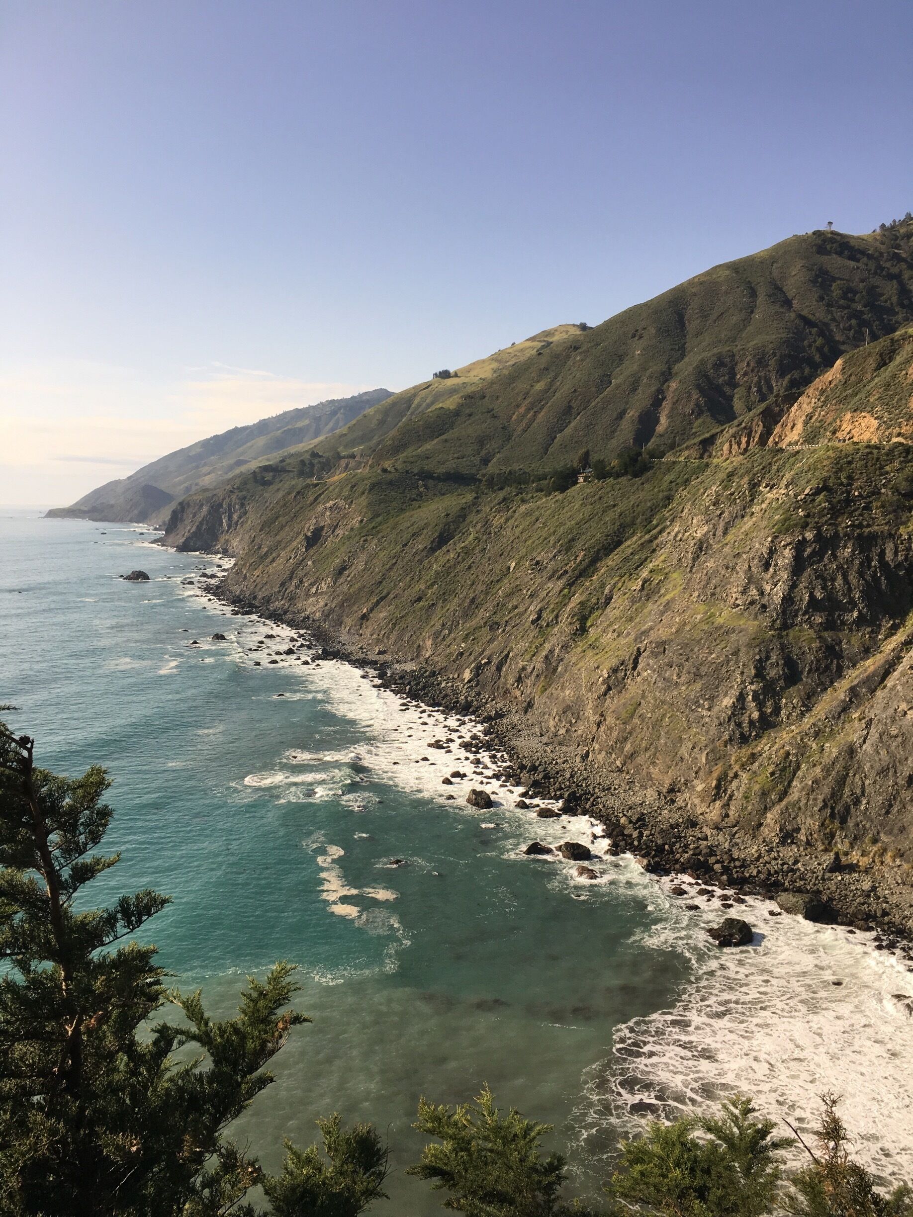 View of Big Sur coast near south turnaround point at Ragged Point. Pacific Coast Highway is closed from here to north of Bixby Bridge due to four different mud slide, road closure spots. 

#california
#outdoors

(April 2017)